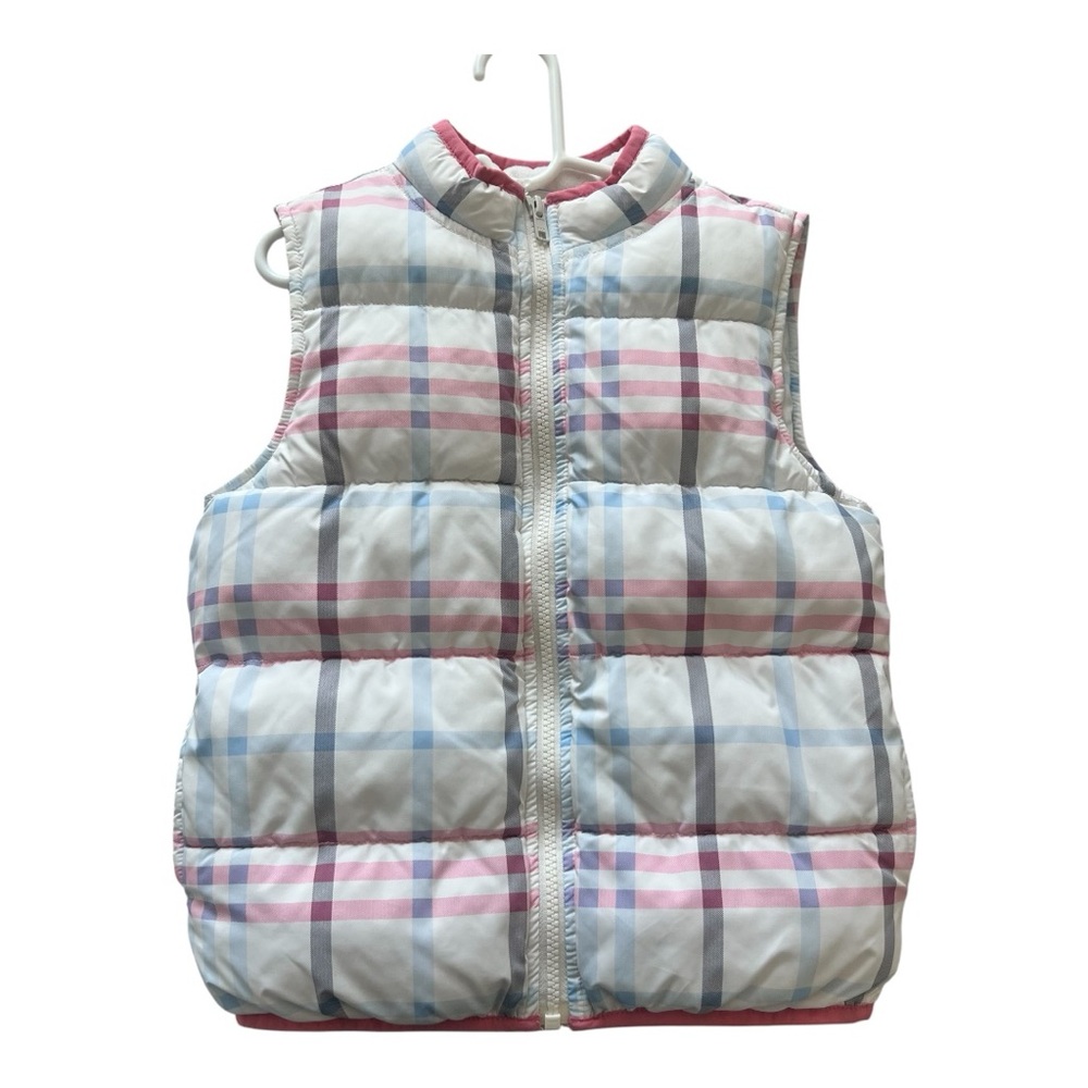 Gymboree Cozy Fairytale Pink Blue Plaid Puff Puffer Vest M (7-8)